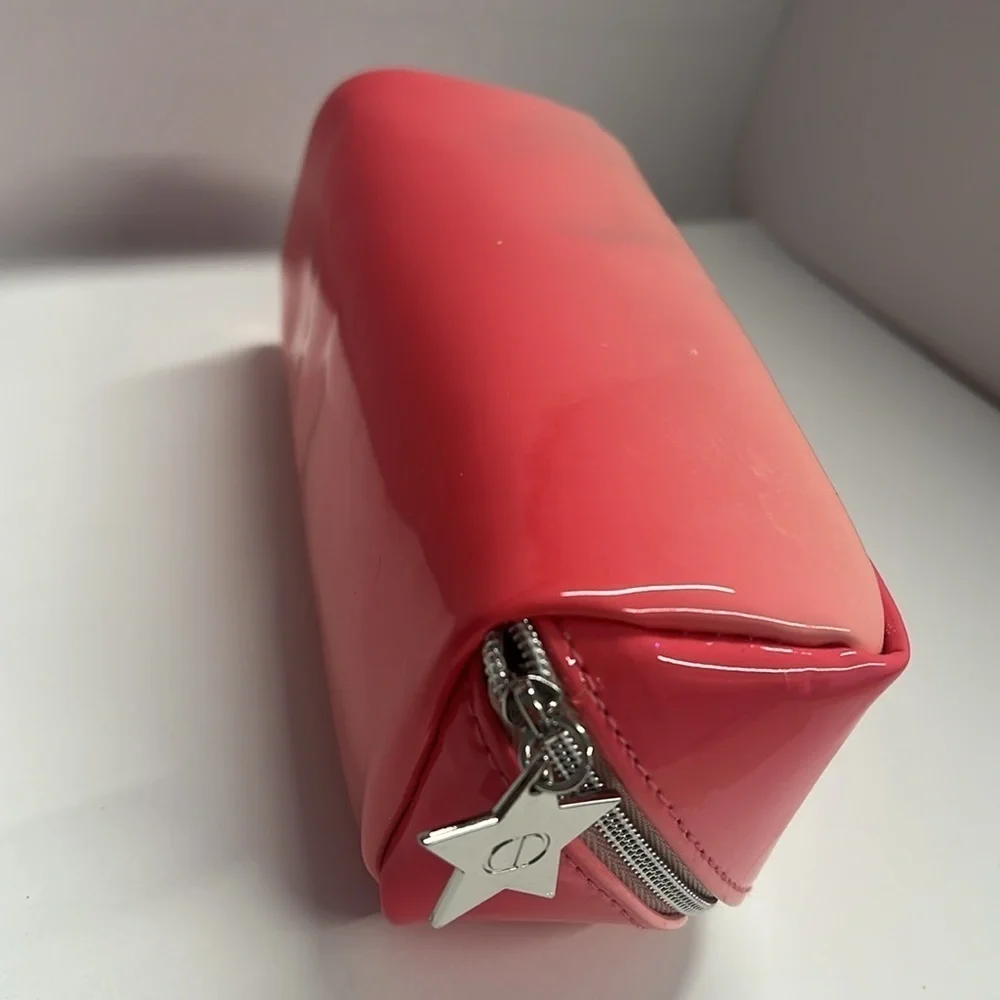 Dior Pink Gradient Patent Zip Logo Clutch Pouch